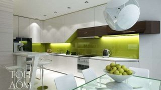 Бело-зеленый дизайн кухни